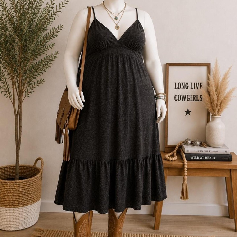 No Boundaries Black Lace Maxi Dress Women's XXL 20 Adjustable Straps